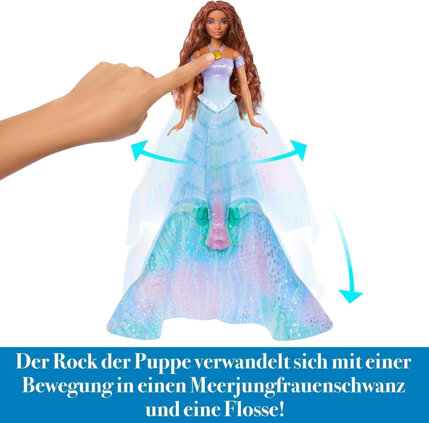 Mattel Disney Princess Ariel-pop, geïnspireerd door de kleine zeemeermin-film, transformatie: zeemeermin-man speelgoed, mobiel, Disney-cadeaus, 3 jaar oud speelgoed, HLX13 Naty Shop-poppen
