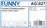 Funny AG-027 Jumbo Toiletpapier, 1-laags, gerecycled, diameter 28 cm (pak van 6)