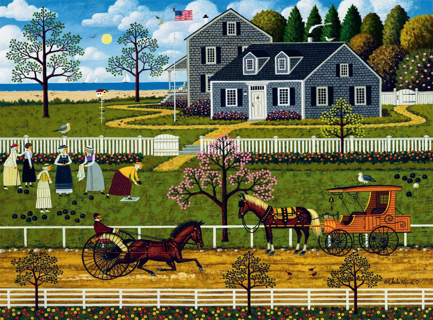 Buffalo Games - Charles Wysocki - Bocce dames van Marthas Vineyard - puzzel 1000 stukjes Puzzel Naty Shop Charles Wysocki