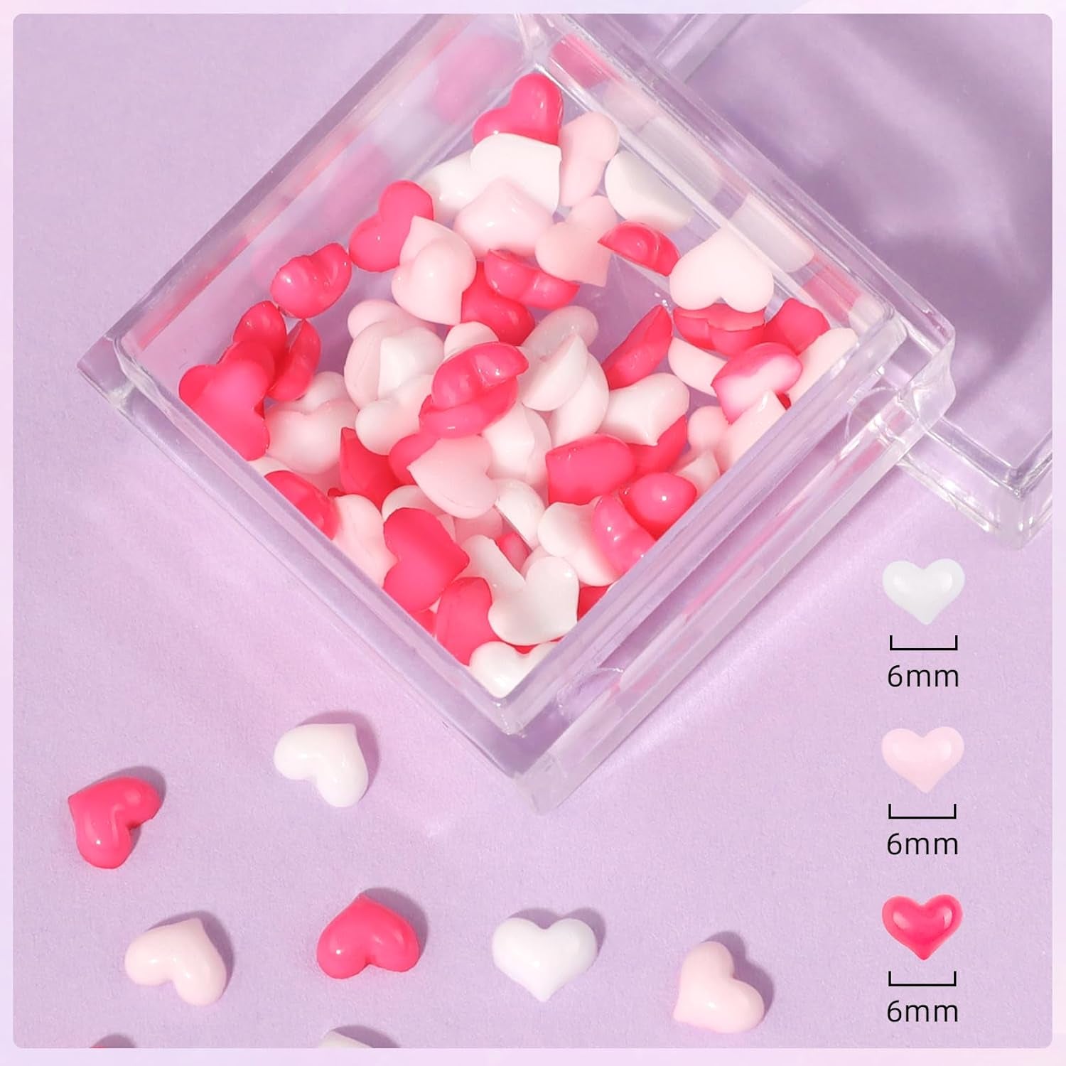 Makartt Strass zelfklevende gel - 15 ml UV-nagellijmset met roze nagelbedels Hartcirkel Nagelsieraden en nageldesignaccessoires voor thuismanicure Valentijnsdagcadeau