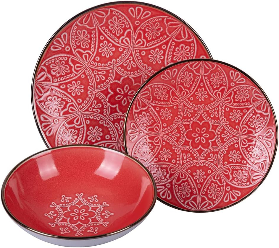 12-delige serviesset van steengoed, 4 bordensets in 4 verschillende designs, Baku Sunset