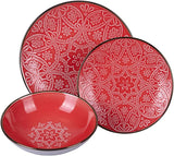 12-delige serviesset van steengoed, 4 bordensets in 4 verschillende designs, Baku Sunset