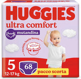 Huggies Ultra Comfort, luierluiers, maat 5 (12-17 kg), verpakking van 68 luierluiers