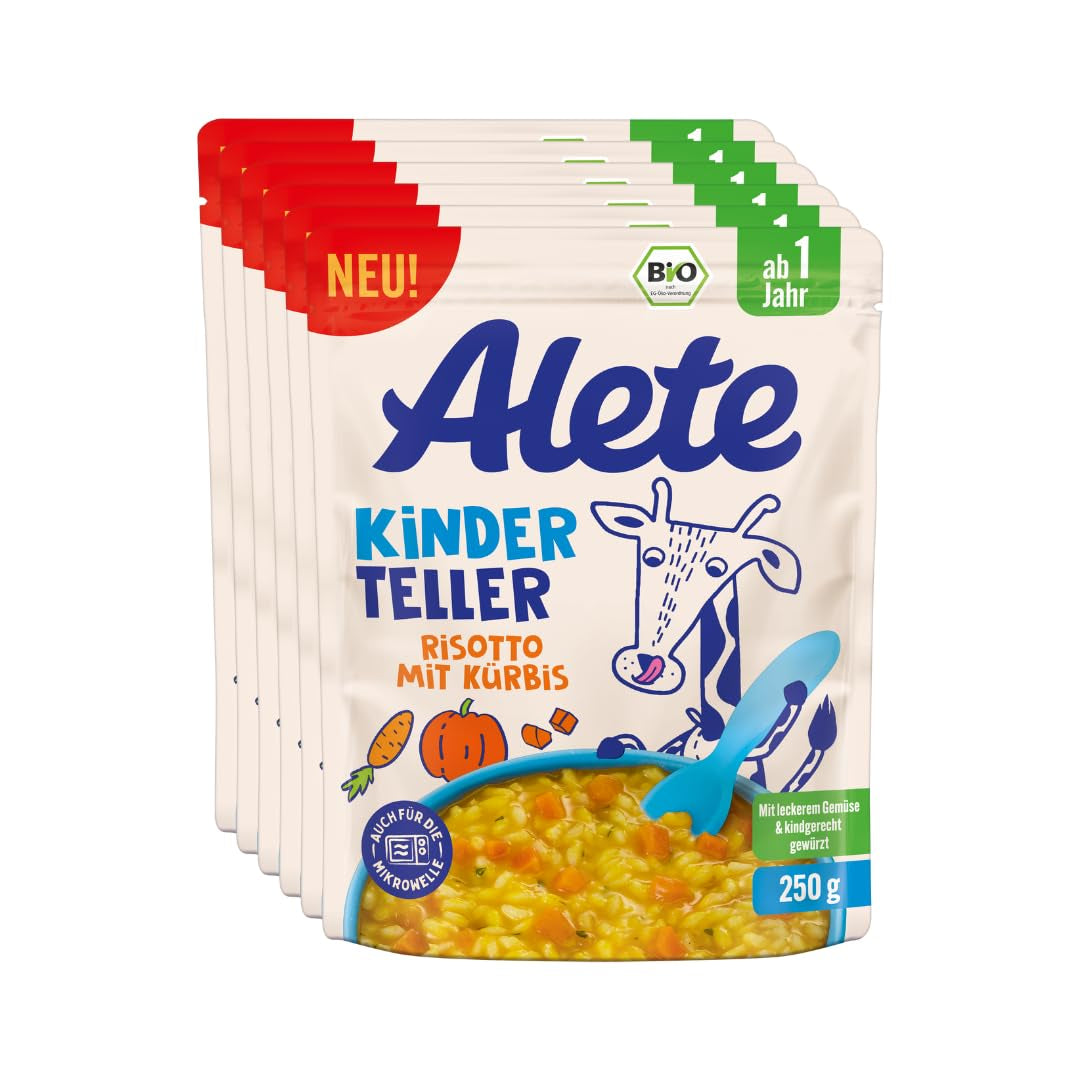 Alete Kinderteller Risotto met pompoen, vanaf 1 jaar, BIO, 250 g (pak van 6)
