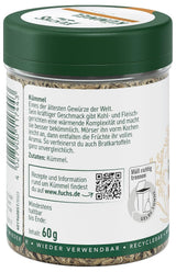 Fuchs Gewürze - Kümmel Ganz - kräftiges Gewürz für Kohl- und Fleischgerichte oder zu Bratkartoffeln - natuurlijk ingrediënt - 60 g in wiederverwendbarer, recyclebarer Dosis
