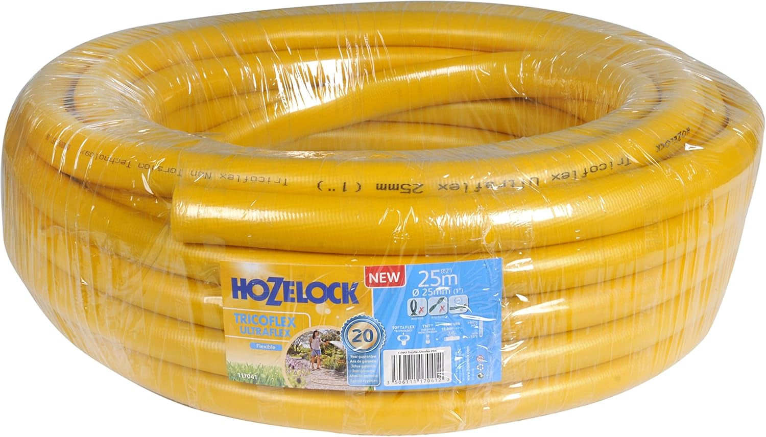 HOZELOCK - Tricoflex Ultraflex Slang Ø 12,5 mm (1/2") 20 M: Flexibele tuinslang, weerbestendig, draai- en buigbestendig, gemaakt van 40% gerecycled PVC [117002], geel