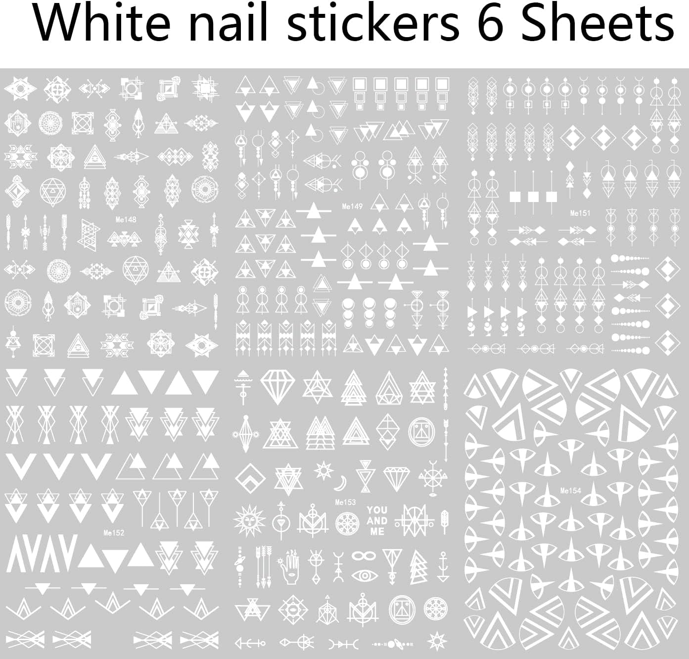 12 Blatt Nagelsticker Geometrisch Nagelstickers Selbstklebend Zwart-wit Mysterioses Dreieck Nail Art Sticker Decoratie Nageldesign Zubehör