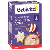 Rijstpudding met appels en avondpap (4x500g), melkpap vanaf 5 maanden, met waardevolle mineralen en vitaminen, zonder toegevoegde suikers, zeer vullend
