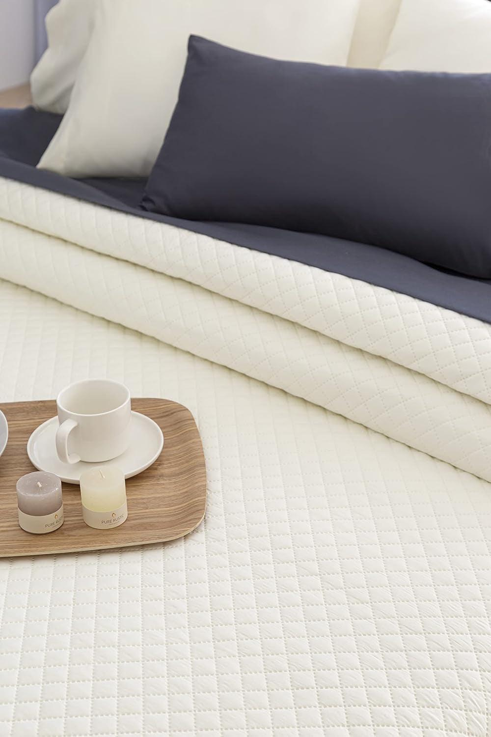 Todocama Fine Boutique Sprei Ruitpatroon Lente Zomer Herfst Winter 100% extra zachte microvezel Multifunctionele sprei 105-200 x 260 cm Beige bedden en dekens Besuche den Todocama-Store
