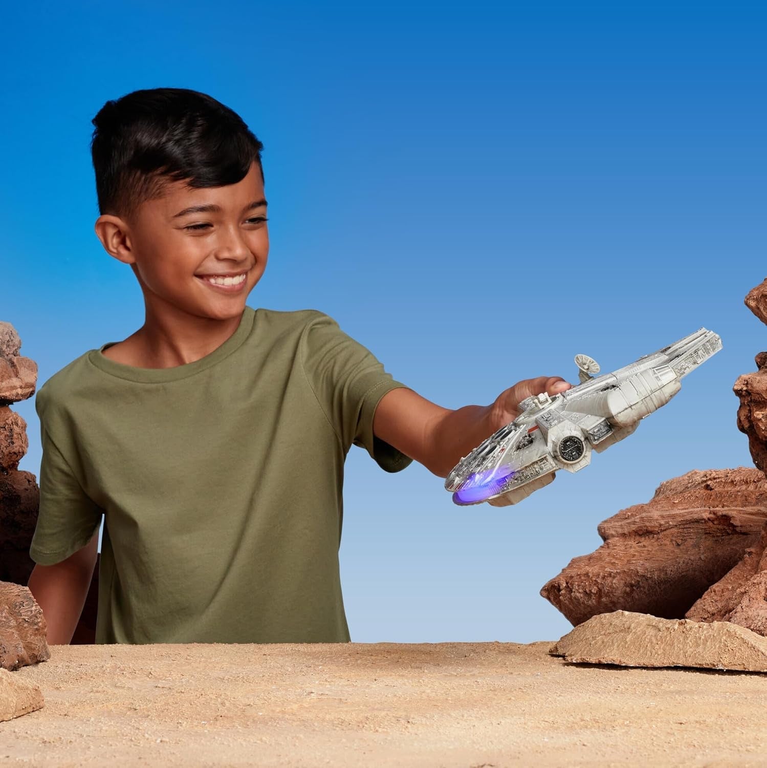 Star Wars Micro Galaxy Squadron SWJ0332 - Millennium Falcon 22,5 cm officieel voertuig met licht, geluid en actiefiguren Naty Shop