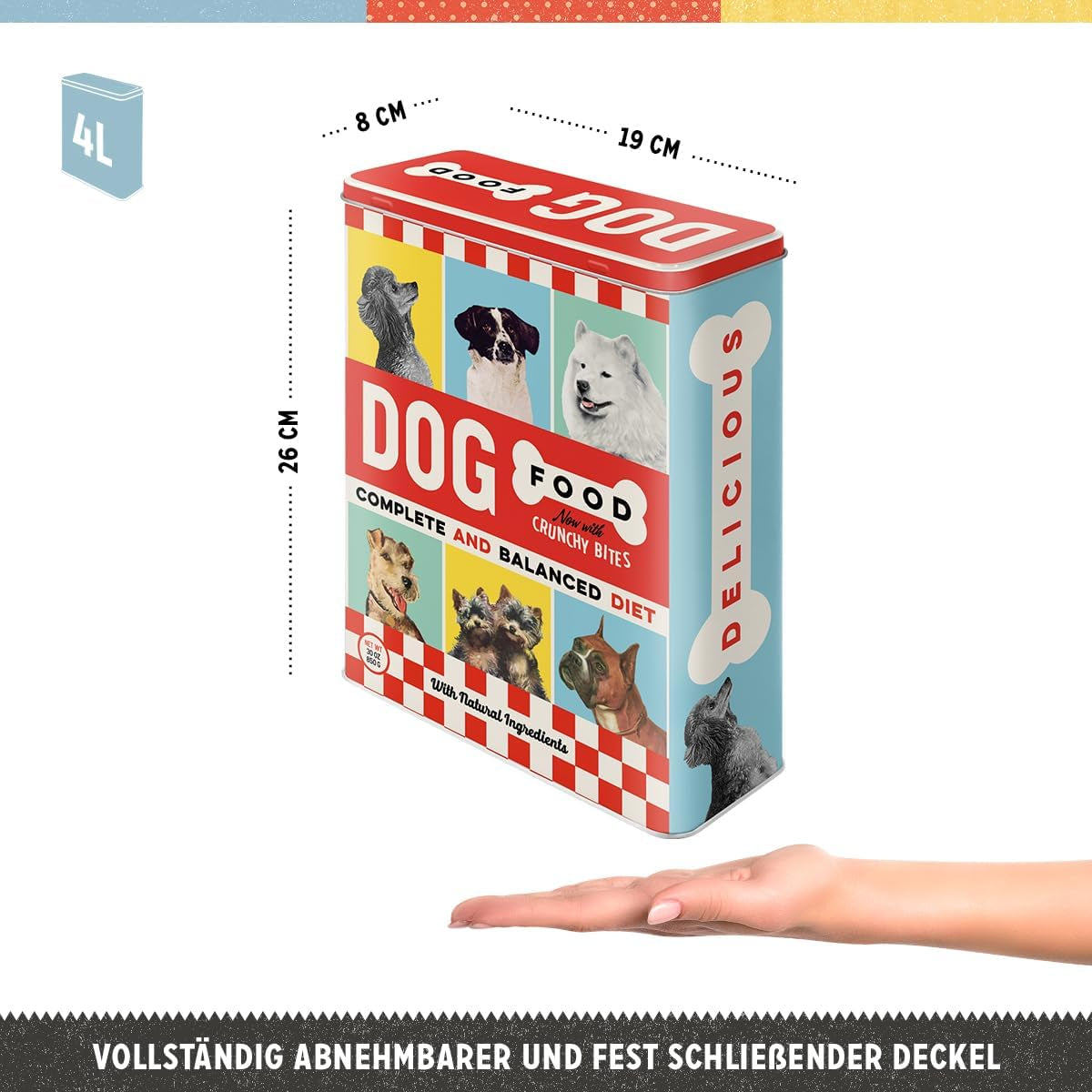 Nostalgic-Art Retro opbergdoos XL, 4 l, Hondenvoer - cadeau-idee voor hondenbezitters, opbergdoos voor droogvoer, vintage design Voedselbewaardozen Naty Shop