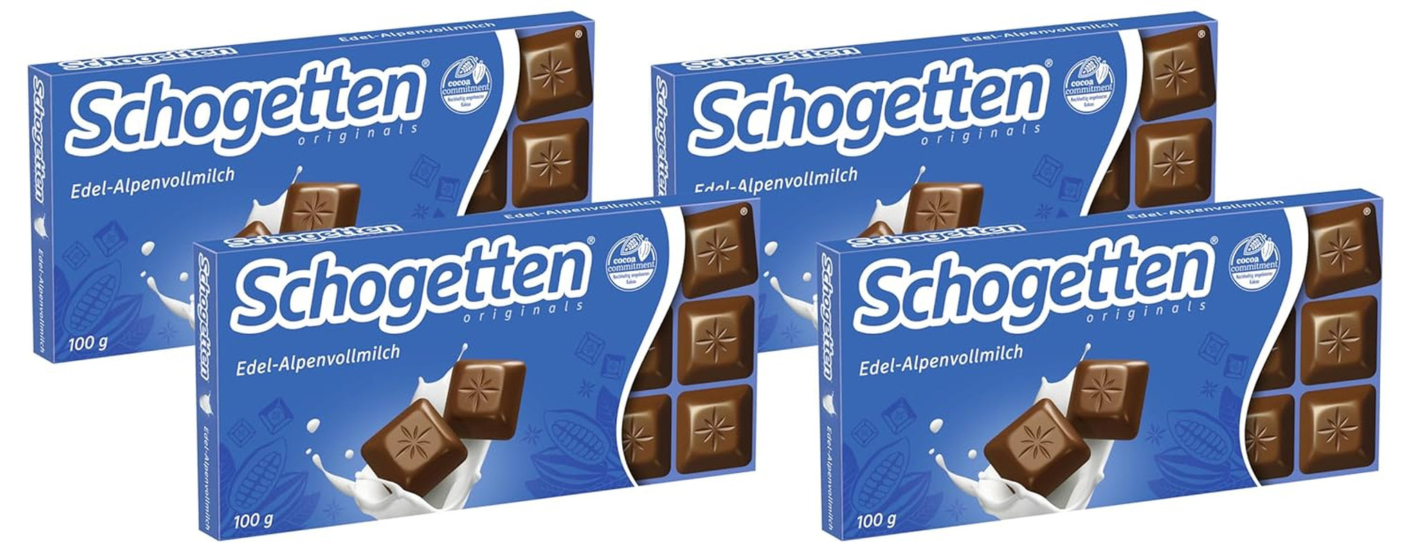 Schogenten Premium Alpenmelkchocoladereep, 100 g, individueel geportioneerd. Een genot. Stuk voor stuk.