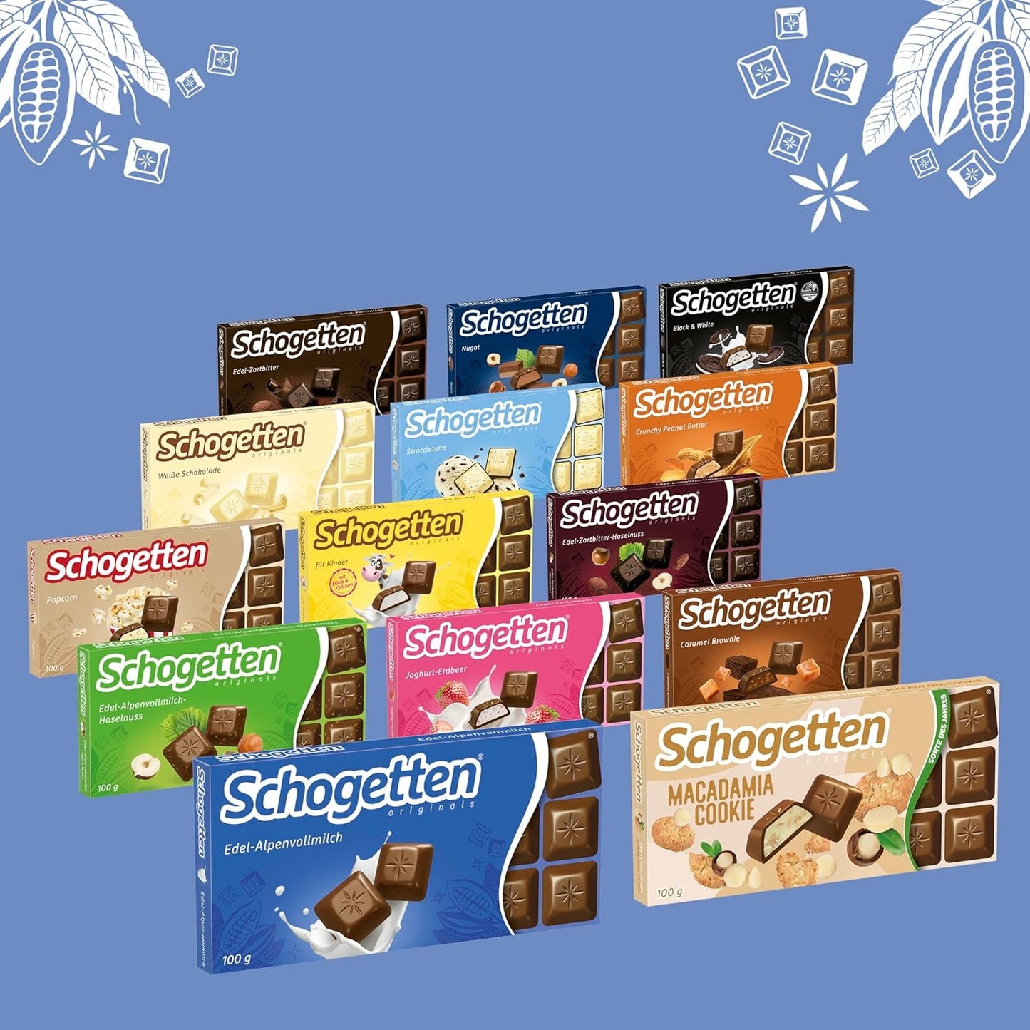 Schogenten Premium Alpenmelkchocoladereep, 100 g, individueel geportioneerd. Een genot. Stuk voor stuk.