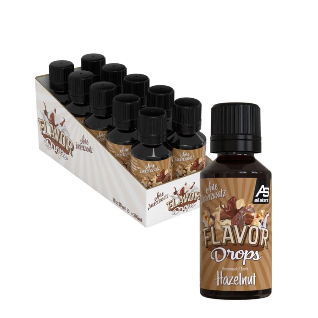 ALL STARS Smaakdruppels, Gearomatiseerde druppels zonder toegevoegde suiker en zonder calorieën - Zoetheid en smaak voor voedsel, 30 ml Zoetstoffen Naty Shop Noten 10 x 30 ml