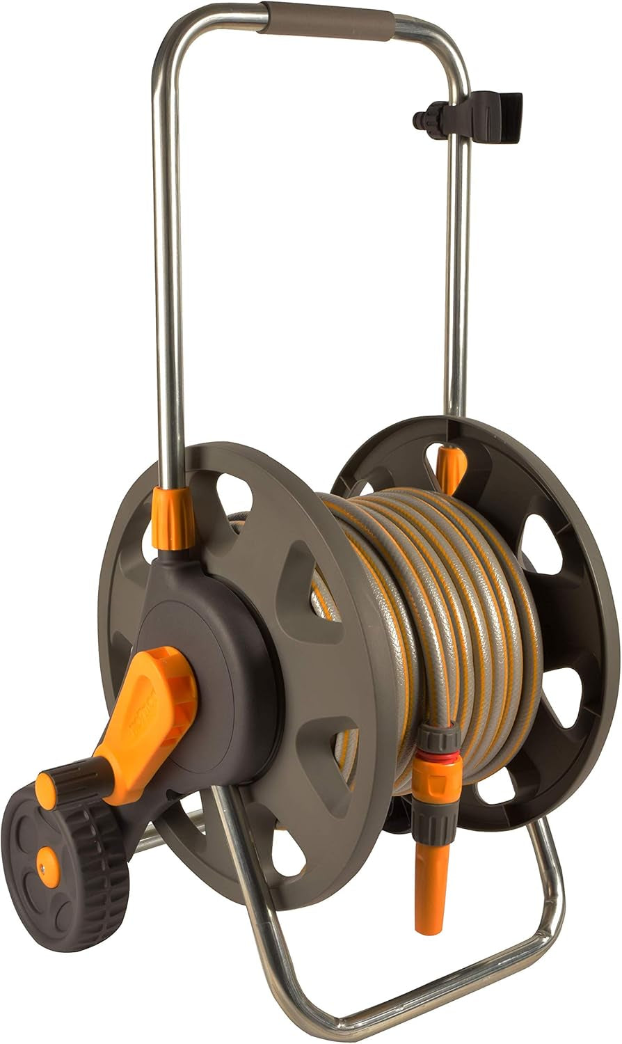 HOZELOCK - Slanghaspel Plus 50 M (Ø 12,5 mm) gemonteerd: Max. capaciteit 60 m, stabiel en robuust voor algemeen gebruik, gemonteerd met 50 m slang, 1 sproeikop + aansluitingen [2435R0000]