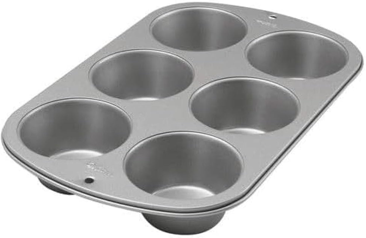 Wilton 445291 445291 Jumbo muffinpan, antiaanbaklaag, 6 gaten, 4,5 X 22,2 X 34,2 cm, staal Bakvormen en bakplaten Naty Shop