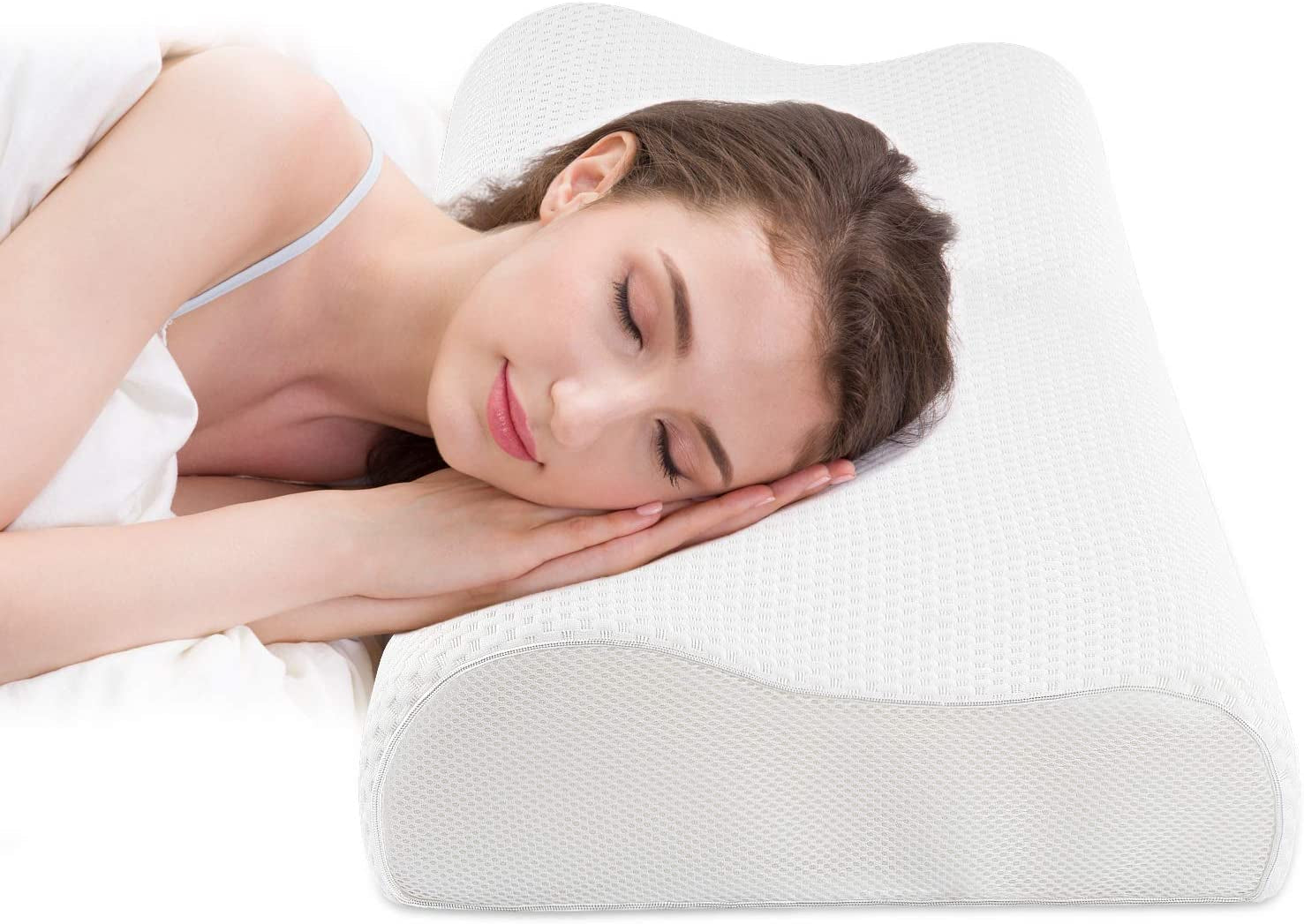 Fityou Memory Foam Kussen Neksteunkussen Ergonomisch Slaapkussen Koelkussen Dubbelzijdig Ontwerp Wasbare Kussensloop (67,5X40X13Cm) Cervicale Orthopedische Kussens Naty Shop Zuiver Wit 60X35X9/11Cm