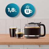 Cecotec Coffee 66 Grind & Drop Essentieel druppelkoffiezetapparaat. 1086 W, messenslijper, maximaal 12 kopjes, Extreme Aroma-technologie, digitaal, roestvrij staal, automatische uitschakeling.