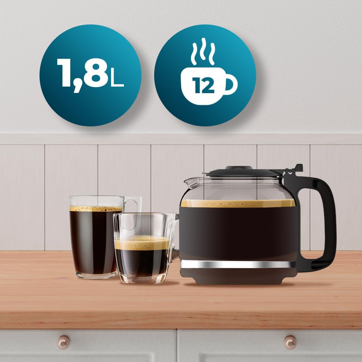 Cecotec Coffee 66 Grind & Drop Essentieel druppelkoffiezetapparaat. 1086 W, messenslijper, maximaal 12 kopjes, Extreme Aroma-technologie, digitaal, roestvrij staal, automatische uitschakeling.