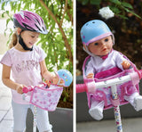 Simba 105560018 - Fietsstoeltje voor pasgeborenen met riem, poppenaccessoire, stoffen zitje, veiligheidsgordel, stuur met klittenband, voor poppen van 30-43 cm, vanaf 3 jaar