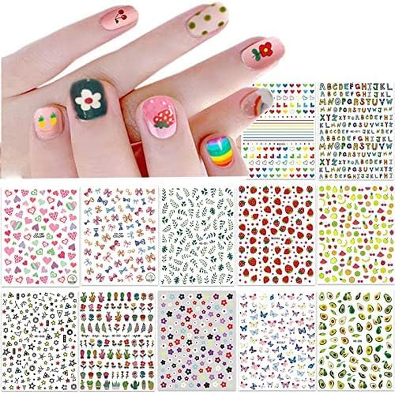 Leuke nagelstickers voor kinderen 20 vellen 3D-nagelstickers Glow In The Dark Bloemen Kleurrijke nagelkunstdecoratie Nagelstickers Zelfklevende stickers DIY Decoratie Accessoires