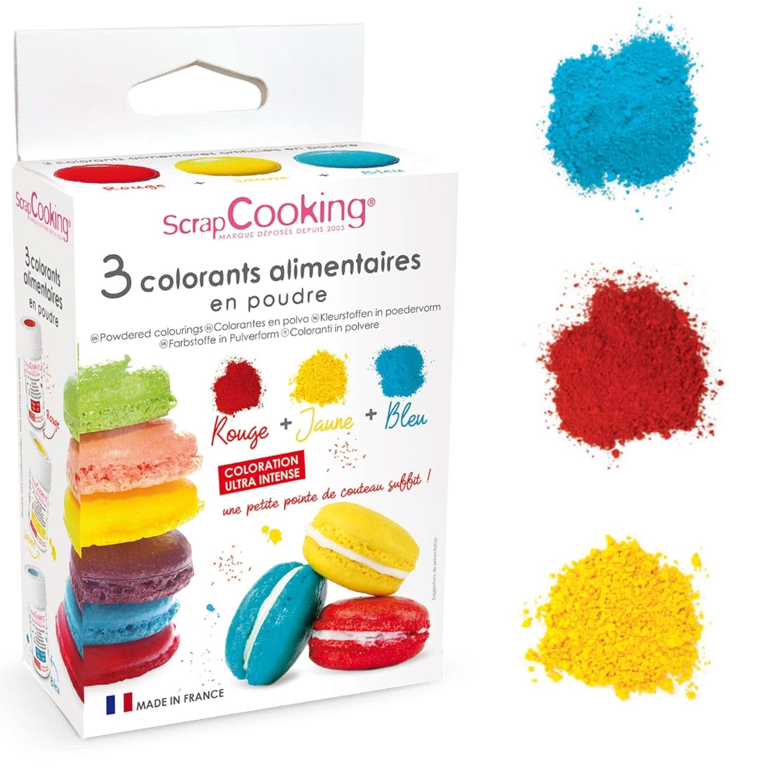 ScrapCooking, Set van 3 voedselkleurstoffen in poedervorm - rood, geel, blauw, 3 x 5 gram Naty Shop
