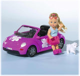 Simba 105731539 - Evi Love Beetle Evi's, Evi met auto, auto: 22 cm, met hond, modepop, 12 cm, voor kinderen vanaf 3 jaar