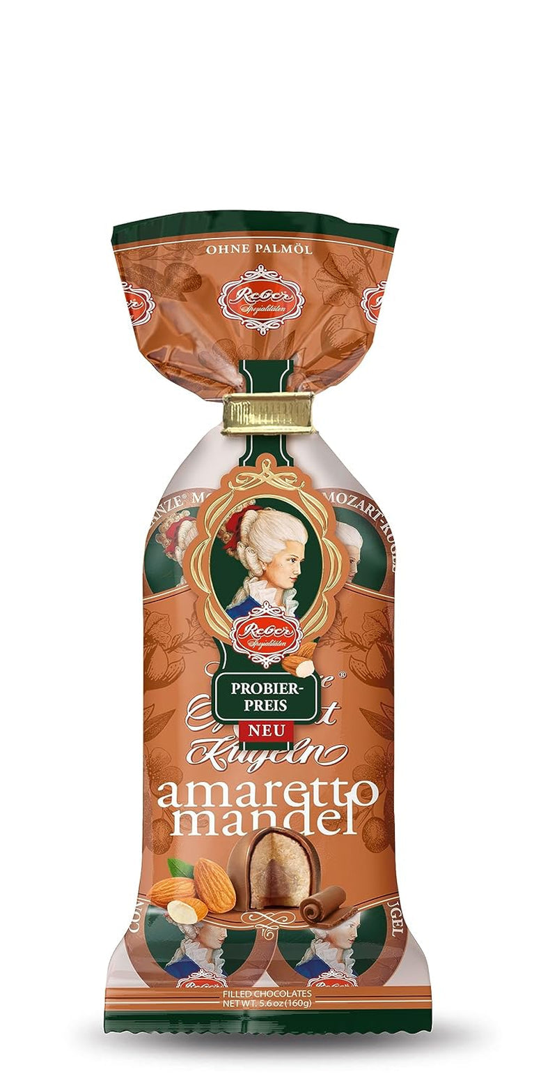 Reber Mozart-balletjes met pure chocolade, verpakking van 6 met marsepein en nougat, veganistisch - 1 x 120 g