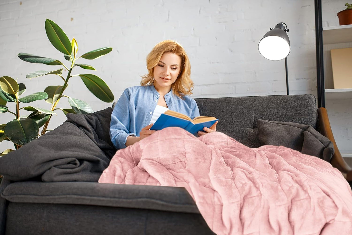 Emma Barclay verzwaarde sherpadeken, 127 x 152 cm, zachtroze Emma Barclay bedden en dekens