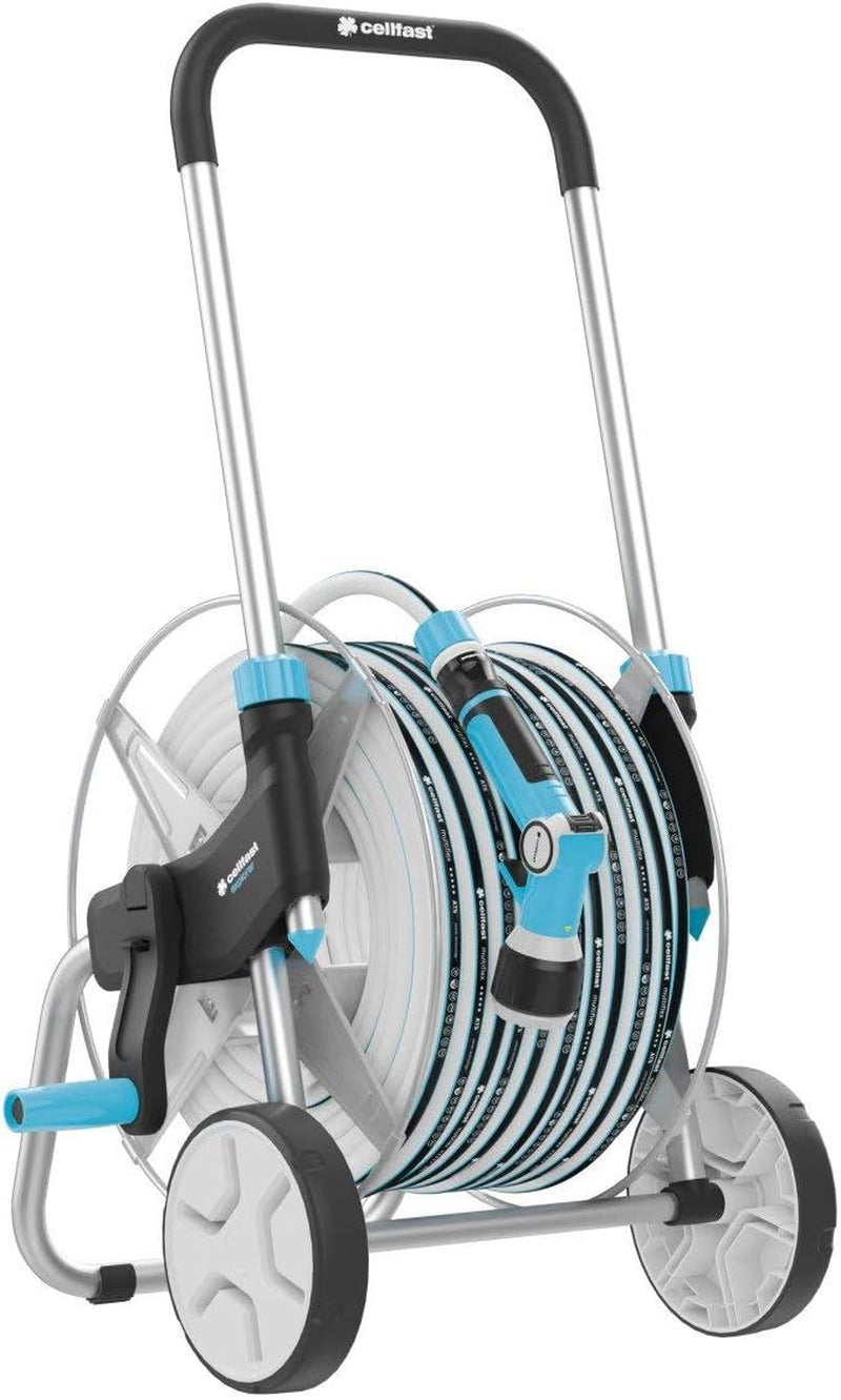CELLFAST Tuinslangwagen 2 Wielslanghaspel Corrosiebestendig Tuinslanghaspel Voorkomt Slangbuigen 1/2" 45m Aluplus