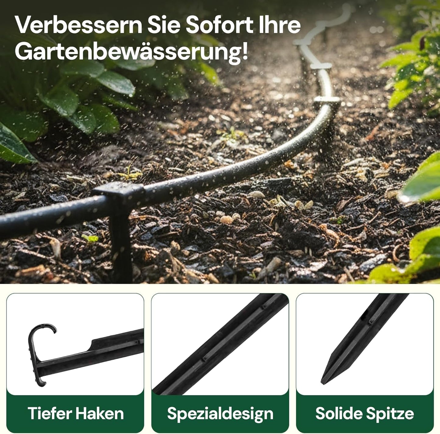 GARDENIX AquaPIN tuinslanganker, 50 stuks, grondpen, bevestigingsanker voor druppelslang, irrigatieslang, verbindingsvork