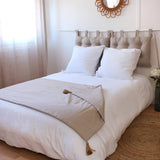 Enjoy Home Deken, Beige, Naturel, Met 4 Jute Pompons, 90 X 190 Cm, 100% Katoen, Oeko-Tex Gecertificeerd, Panama Collectie Naty Shop Dekens en Quilts