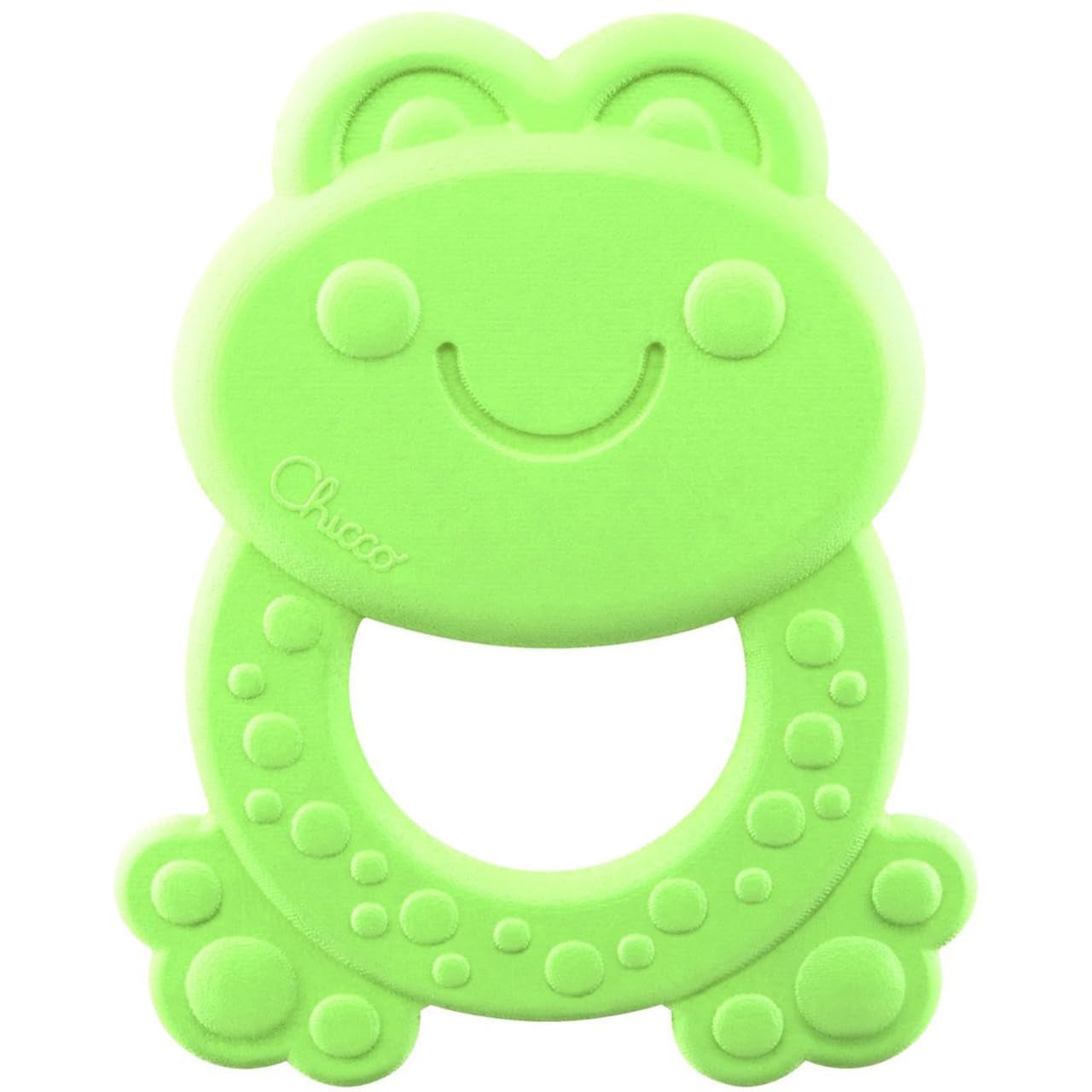 Chicco ECO+ Bijtring Kikker, Bijtring voor pasgeborenen met stekels, Gemaakt van zacht bioplastic, Bijtspeeltje voor pasgeborenen en kinderen van 3 tot 18 maanden