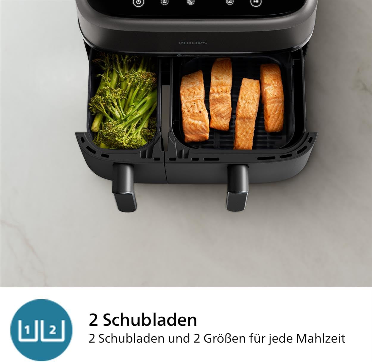 Philips Airfryer Dual Basket 3000 Serie, 9L, 2 manden, 2 borden tegelijk klaar, Rapidair technologie plus hete lucht Apparaten Naty Shop
