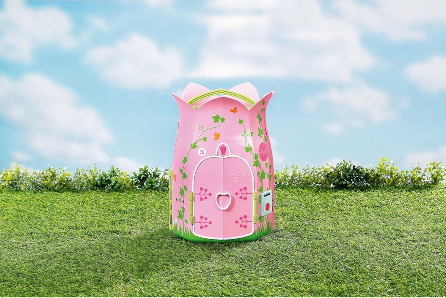 BABY Born Storybook Cottage, opvouwbaar poppenhuis voor poppen van 18 cm met tafel, open haard, chaise longue en telescoop, roze groen, 833803 Zapf Creation Poppenhuizen Naty Shop