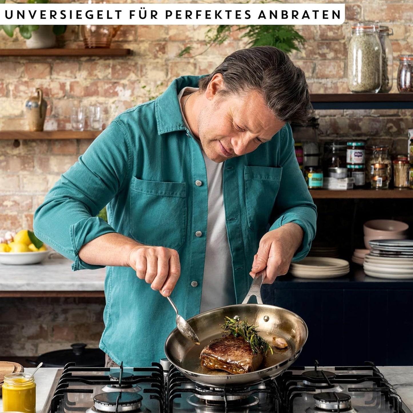 Jamie Oliver by Tefal Cook Slimme koekenpan 28Cm, Ongecoat roestvrij staal, Geschikt voor inductie Potten en pannen Naty Shop