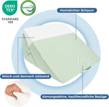 KINDEREN Verstelbaar wigkussen, leeskussen van schuim met hoge dichtheid voor bed en bank, ergonomisch bedwighoofdkussen voor slaaprefluxapneu, beenkussen/rugkussen voor spelen en lezen (groen)