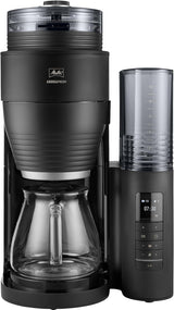 Melitta AromaFresh Therm Pro X - Espressomachine met filter, geïntegreerde molen, afneembaar waterreservoir, roestvrijstalen thermische karaf en timerfunctie, voor maximaal 8 koppen koffie, zwart/zilver
