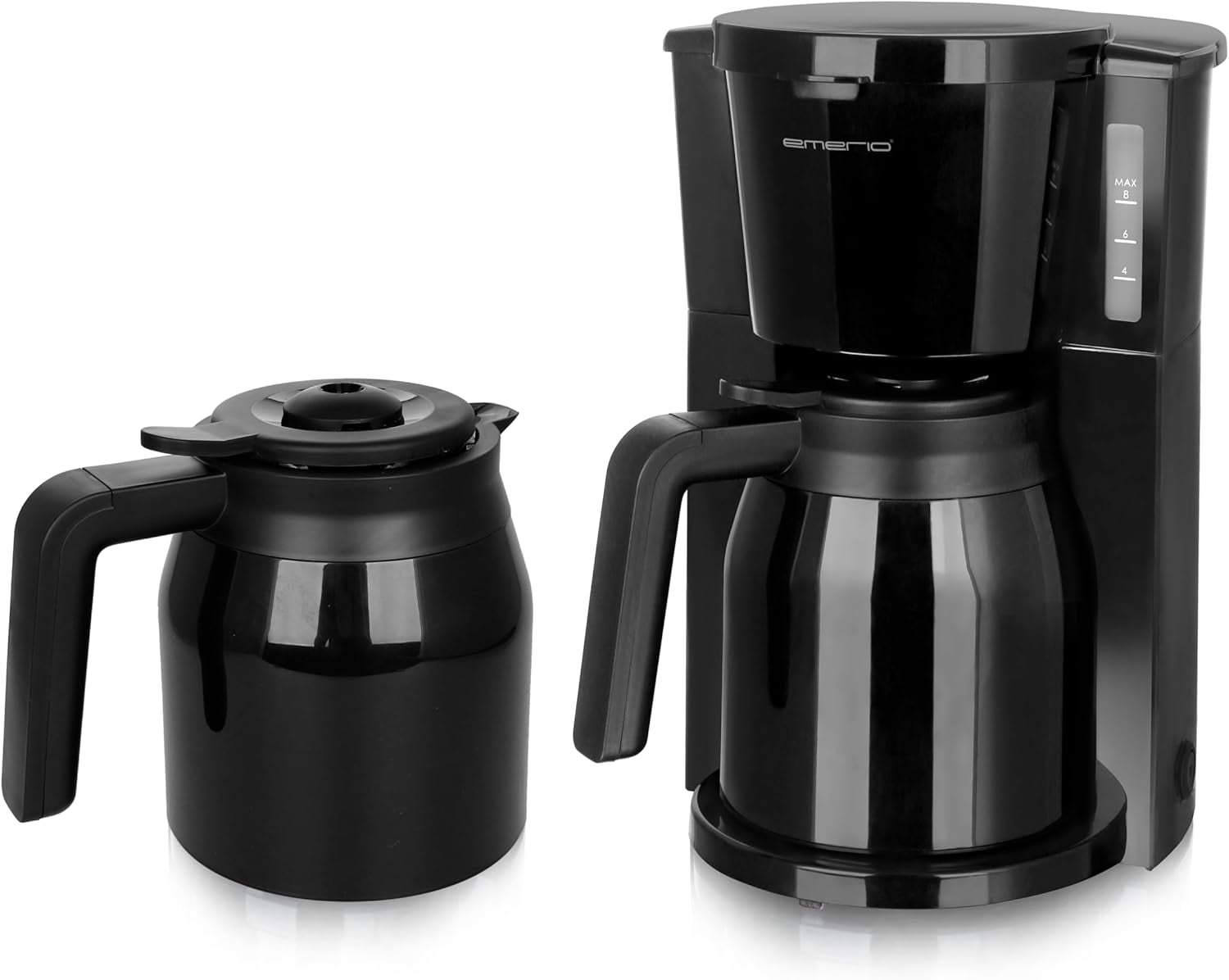 Emerio CME-122933, Filterkoffiezetapparaat, 1,25L voor maximaal 10 koppen verse koffie, permanent uitneembaar filter, antidruppelfunctie, glazen karaf, automatische uitschakeling, 1000 watt, zwart/zilver