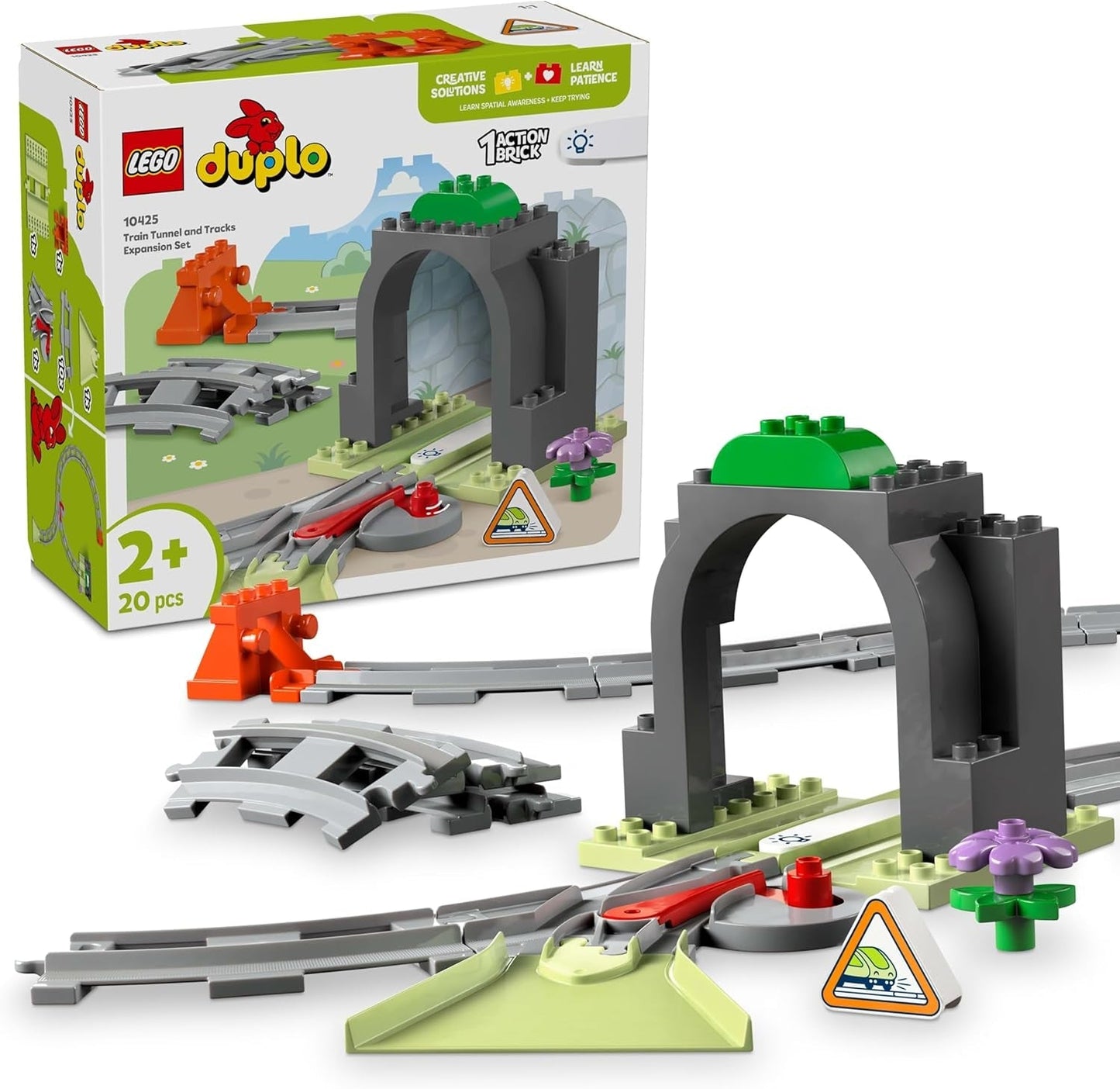 LEGO DUPLO Stadsspoortunnel en -rails - Uitbreidingsset, cadeau voor peuters, stimuleert de behendigheid, speelset voor 2-jarige voertuigfans, creatief leerspeelgoed 10425 Bouwsets Bekijk de LEGO-Store standaardtitel