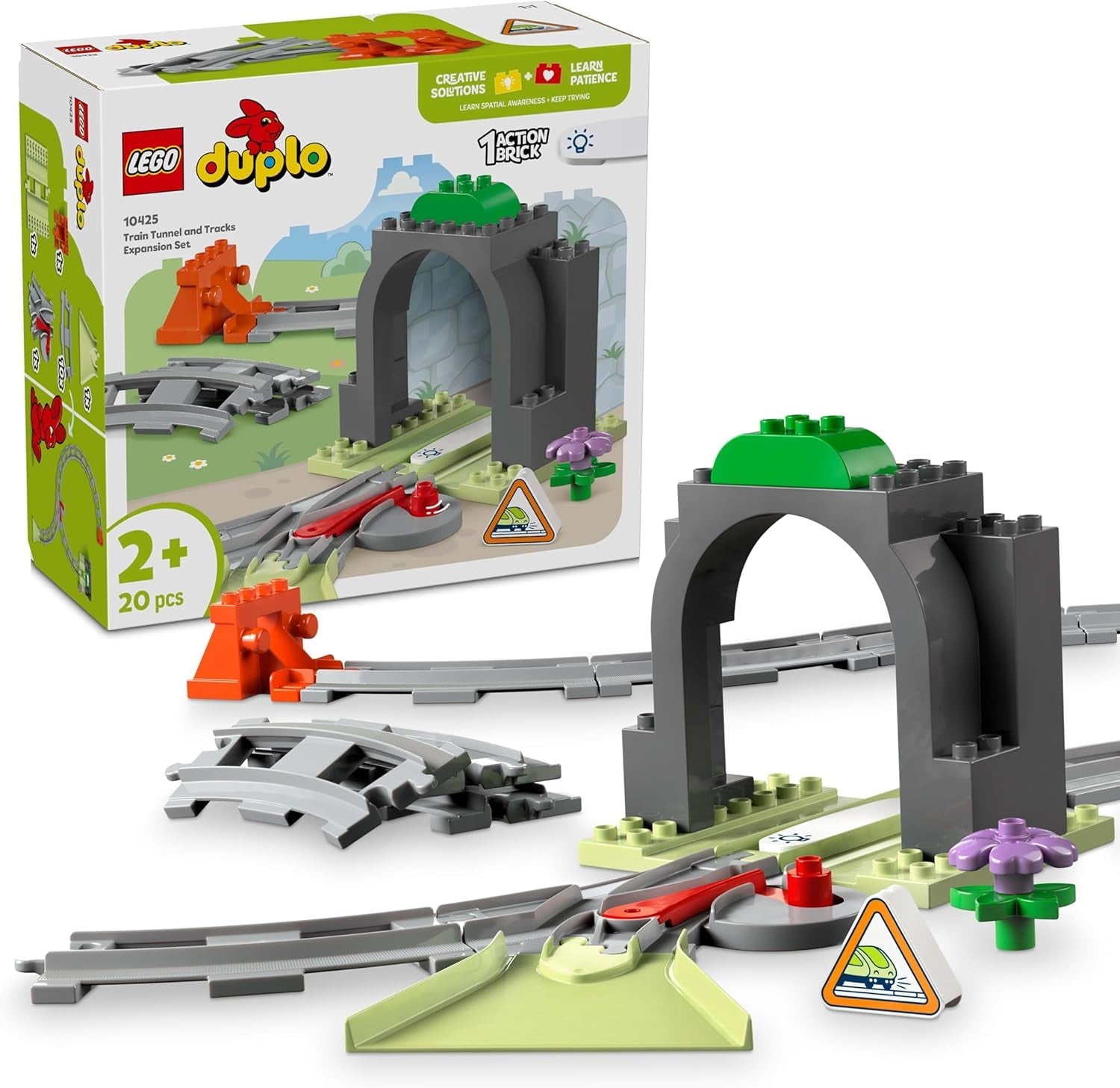 LEGO DUPLO Stadsspoortunnel en -rails - Uitbreidingsset, cadeau voor peuters, stimuleert de behendigheid, speelset voor 2-jarige voertuigfans, creatief leerspeelgoed 10425 Bouwsets Bekijk de LEGO-Store standaardtitel