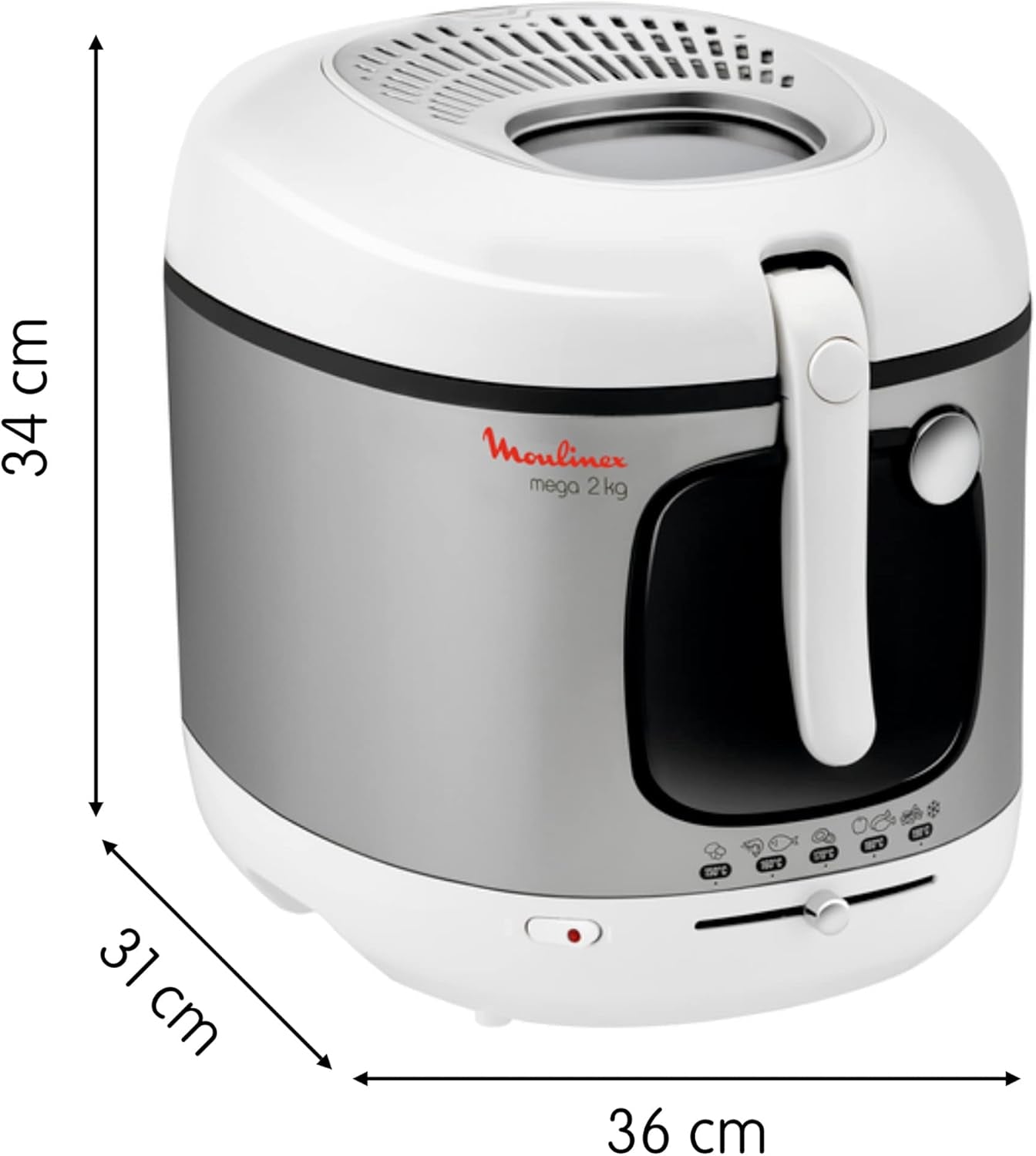 Friteuse AM4800 Mega 2Kg, oliefriteuse, geurfilter, 1800 W Huishoudelijke apparaten Naty Shop