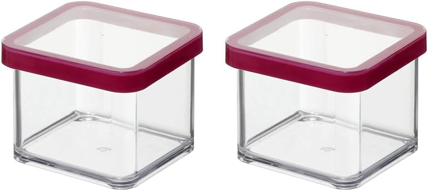 Rotho Loft set van 5 voorraadpotten met deksel, verschillende maten, BPA-vrij voedselveilig plastic (PP) helder/rood, (21,4 x 21,4 x 23,5 cm) Naty Shop voedselbewaardozen 0,5 l vierkant (2 stuks)