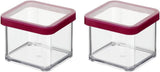 Rotho Loft set van 5 voorraadpotten met deksel, verschillende maten, BPA-vrij voedselveilig plastic (PP) helder/rood, (21,4 x 21,4 x 23,5 cm) Naty Shop voedselbewaardozen 0,5 l vierkant (2 stuks)