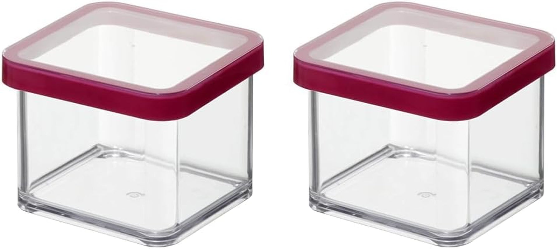 Rotho Loft set van 5 voorraadpotten met deksel, verschillende maten, BPA-vrij voedselveilig plastic (PP) helder/rood, (21,4 x 21,4 x 23,5 cm) Naty Shop voedselbewaardozen 0,5 l vierkant (2 stuks)