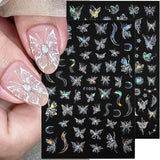 4 Blätter Holographisch Laser Wit Schmetterling Nagelsticker,Y2K Aurora Schmetterlinge Stern Nail Sticker 3D Flamme Herz Nageldesign Nagelsticker Selbstklebend Nagel Sticker Nagel Zubehör Nail Art