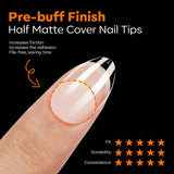 Modelones nageltips 216 stuks - volledige dekking nageltips set, zachte gel tips set, pre-polijsten PMMA hars nageltips, doe-het-zelf lijm op nail art kunstnagels, korte amandelen XS