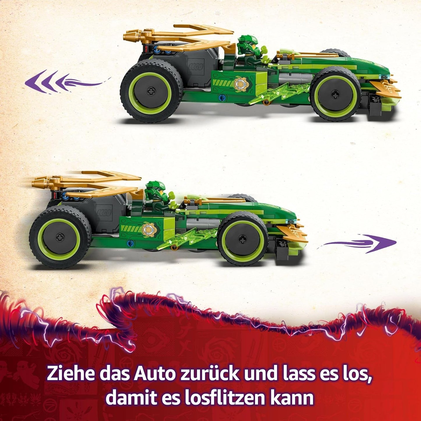 LEGO NINJAGO Lloyd's Action Speedster - Speelgoedbouwauto met 2 minifiguren voor rollenspellen, speelgoedauto bouwen voor kinderen - cadeau voor jongens en meisjes vanaf 7 jaar 71828 Bouwsets Besuche den LEGO-Store