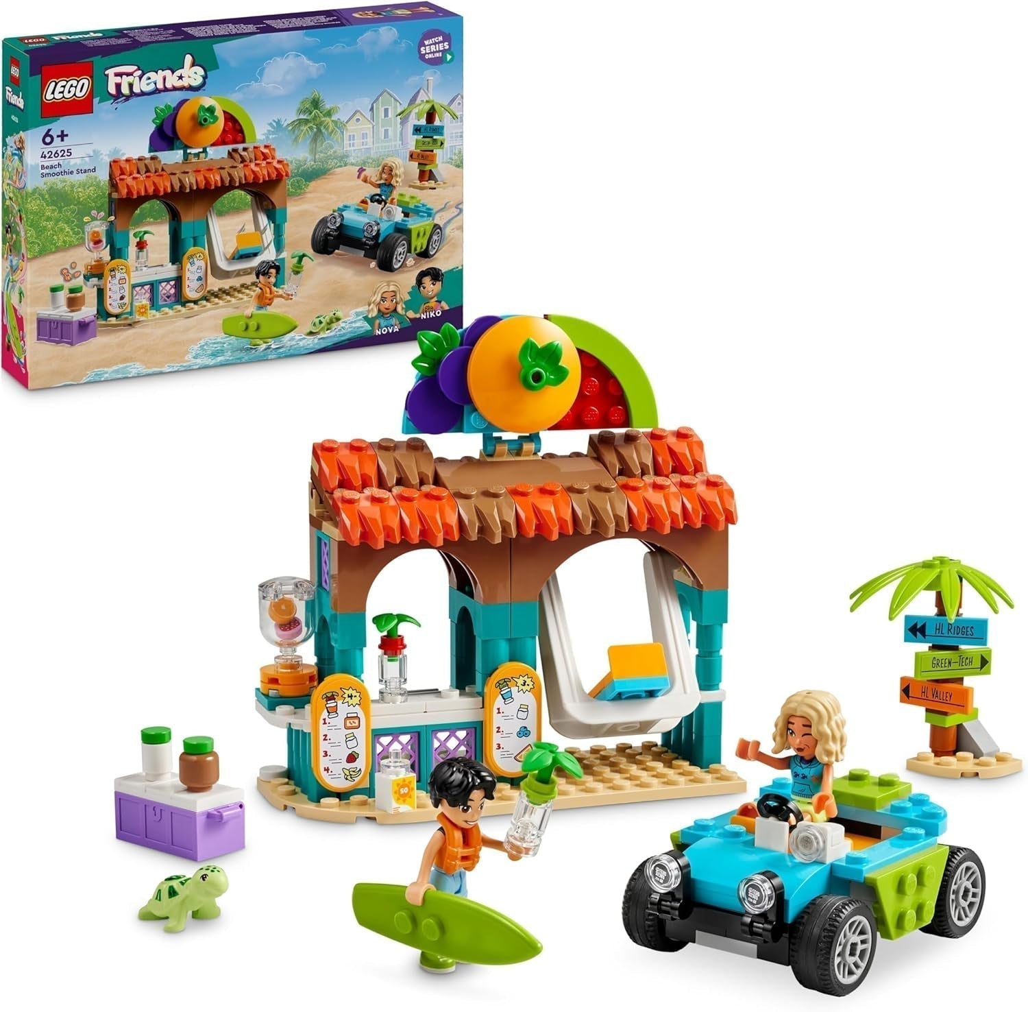 LEGO Friends Smoothiekraam op het strand Rollenspelspeelset Cadeau-idee voor meisjes en jongens vanaf 6 jaar met speelfiguren Schildpad en accessoires Sociaal ontwikkelingsspeelgoed 42625 Bouwsets Bekijk de LEGO-Store Standaardtitel