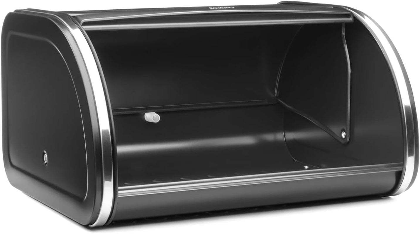 Brabantia broodtrommel - Compacte opbergdoos voor brood, bagels en broodjes met plat deksel, duurzaam staal - middelgroot - matzwart Voedselbewaardozen Naty Shop